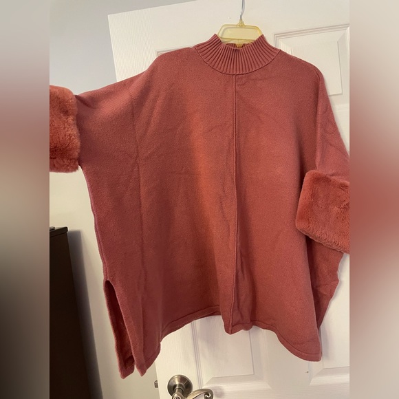 Alfani Turtleneck Sweater with Fur Sleeves - Picture 3 of 4